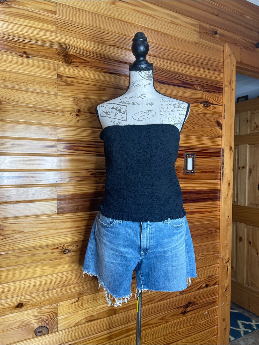 J. Crew Black Smocked Tube Top XXL